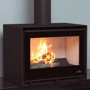 CAIRO 70 BOX. Estufa con cristal serigrafiado negro