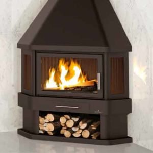 LORCA-R. Chimenea de rincón con laterales en cristal vitrocerámico