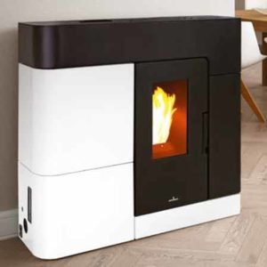 CLARA HYDRO. Estufa de Pellet 18 KW Extraplana Hydro Negro y Blanco
