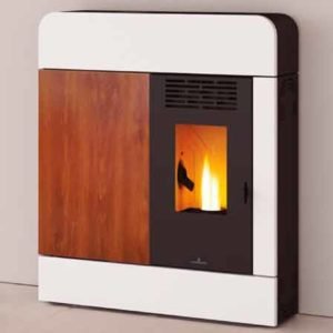 DORA. Estufa de Pellet 11KW Extraplana con acabado efecto madera